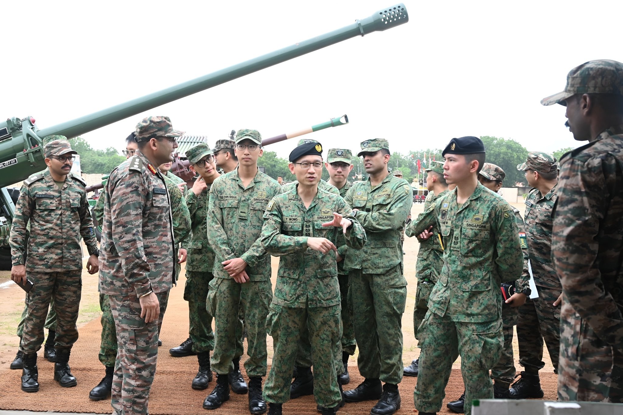 Indian and Singapore Soldiers Interacting