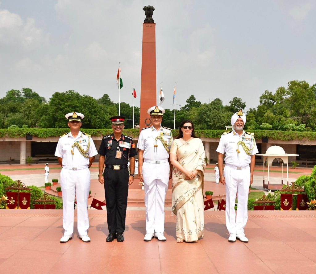 Vice Admiral Singh with his Wife and Other Officers