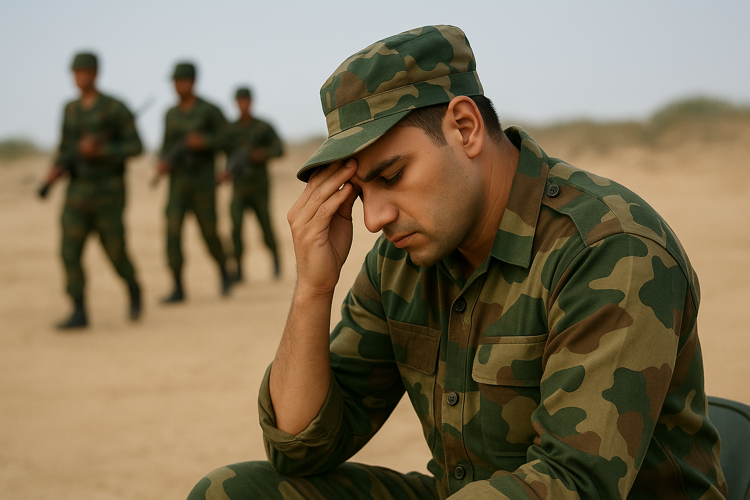 AI Image Showing Soldier in Stress