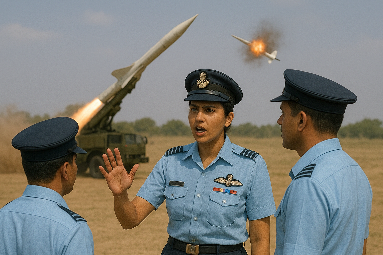 AI Image Showing Squadron Leader Sumangla Sharma Ordering to Launch Missile on Pakistani Drone