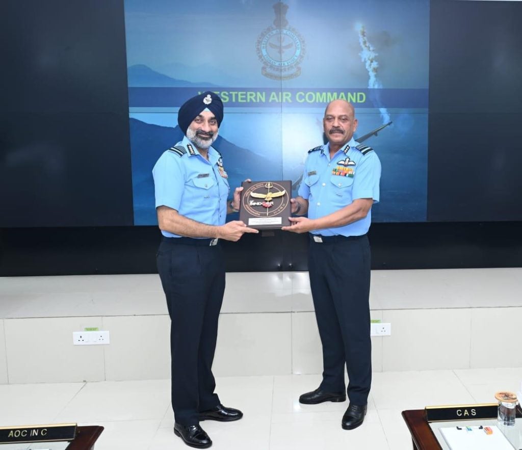 Air Chief Marshal AP Singh and Air Marshal Jeetendra Mishra at WAC