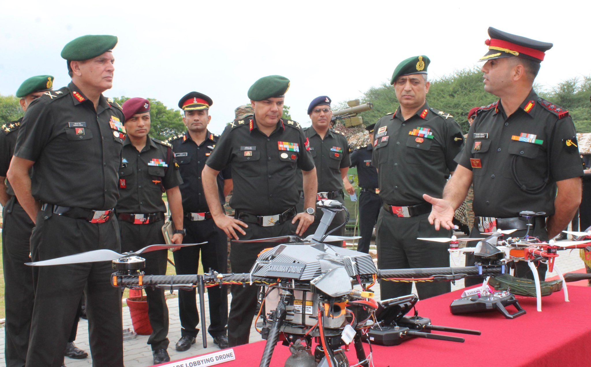 Lt Gen Dhiraj Seth Inspecting a Drone