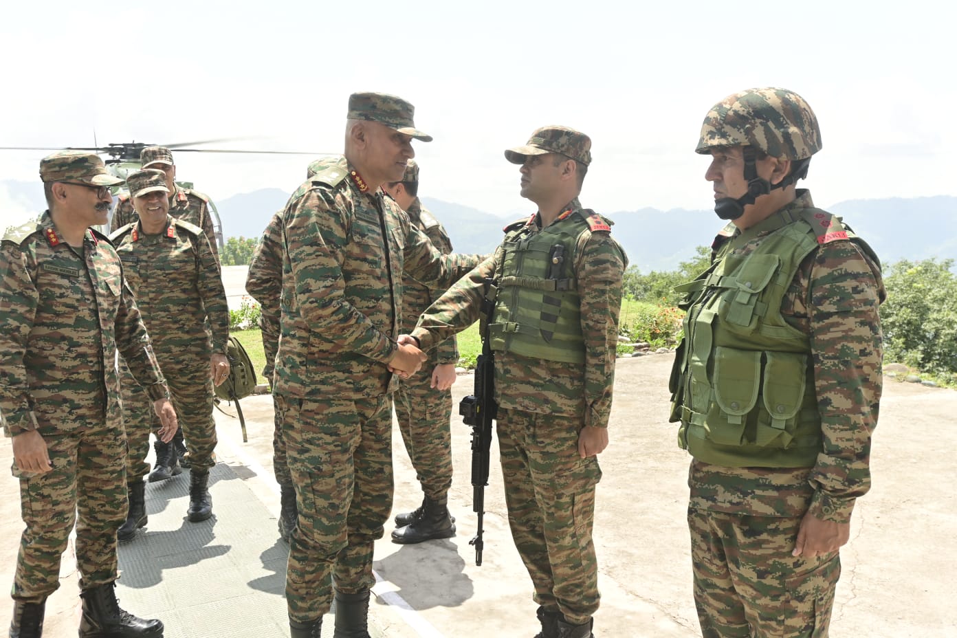 Lt Gen Pratik Sharma Shaking Hands with Officers