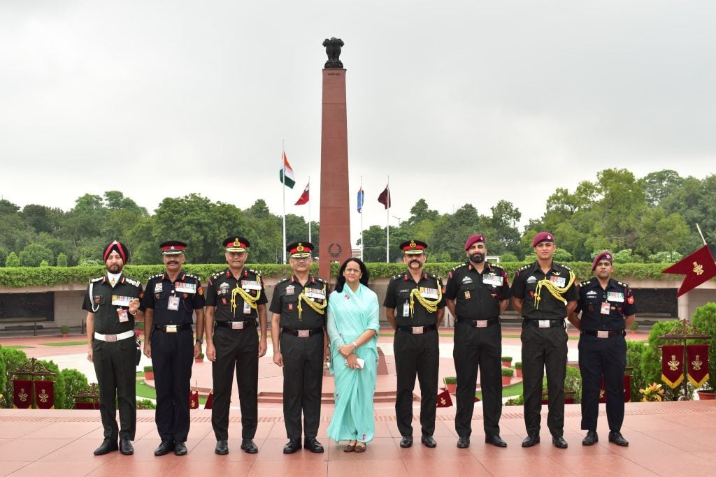 Lt Gen Puspendra Singh With His Family and Other Officers