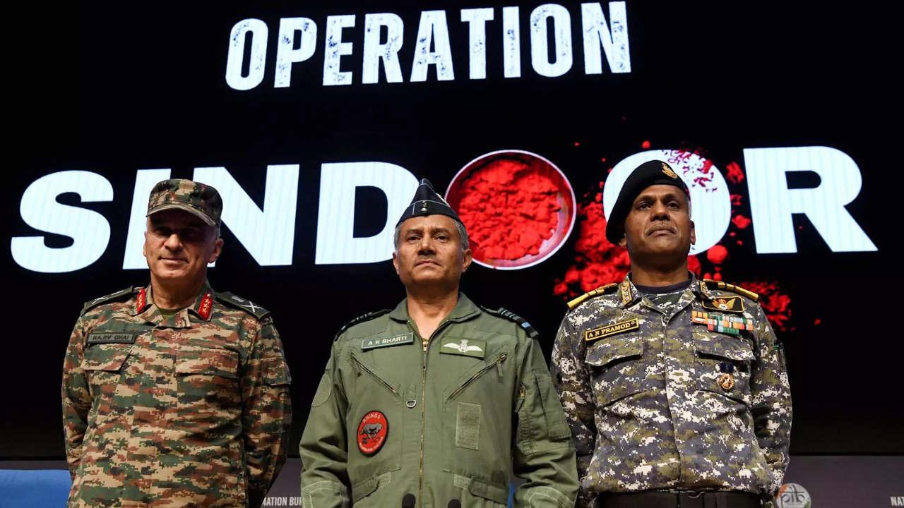Lt Gen Rajeev Ghai Air Marshal AK Bharti Vice Admiral AN Pramod