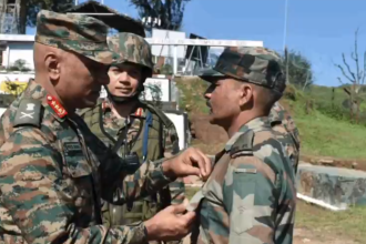 Lt Gen Sharma Commending a Soldier