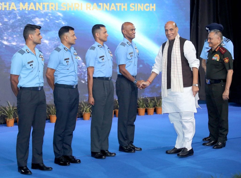 Rajnath Singh with Gaganyatris