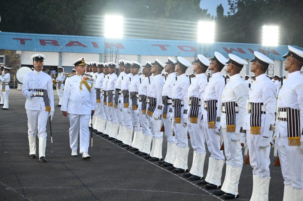 Vice Admiral Rajesh Pendharkar Reviewing the PoP