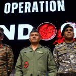 Air Marshal AK Bharti Vice Admiral AN Pramod and Lt Gen Ghai