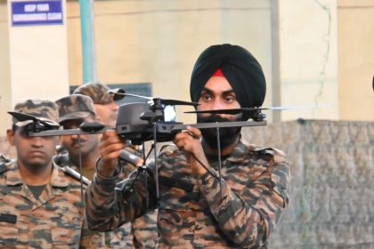Army Officer Handling Drone