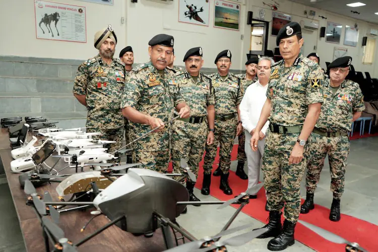 BSF Soldiers Learining about Drone