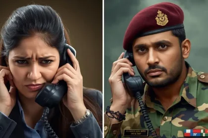 Bank Employee Talking to a Soldier