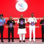 Defence Minister Rajnath Singh with Air Chief Marshal AP Singh Admiral DK Tripathi General Anil Chauhan and General Upendra Dwivedi