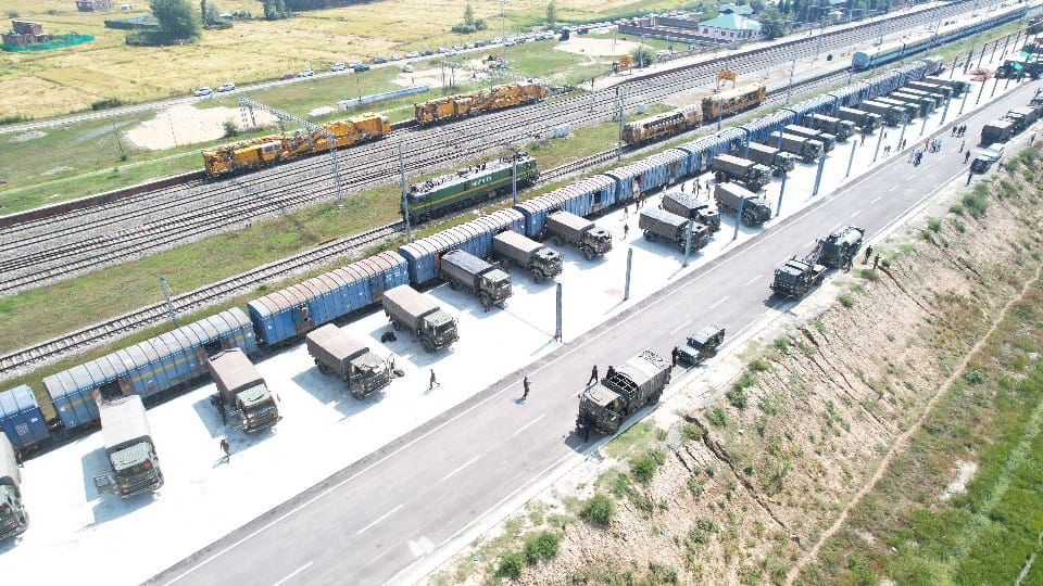 Freight Train and Army Trucks