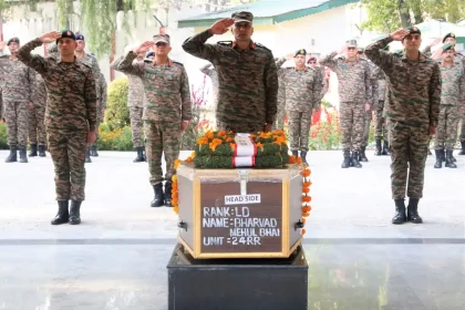 Indian Army Pays Homage to Lance Dafadar Bharvad Mehulbhai Mepabhai in Ganderbal