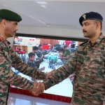 Lt Gen Katiyar Sahking Hands with a Soldier