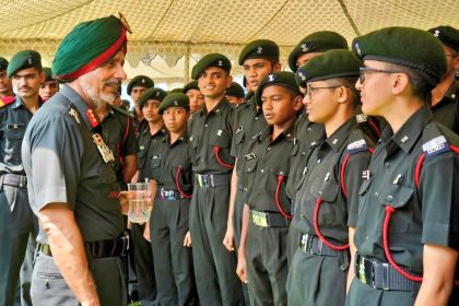 Major General MPS Gill with RIMC Cadets