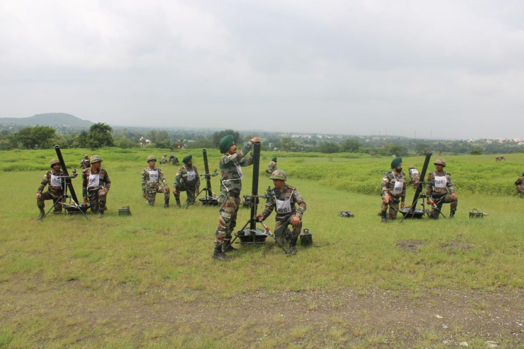 Soldiers Training with Mortars
