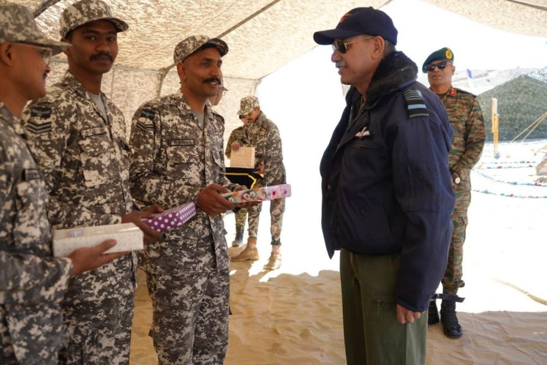 Air Marshal Tiwari Interacting with Soldiers