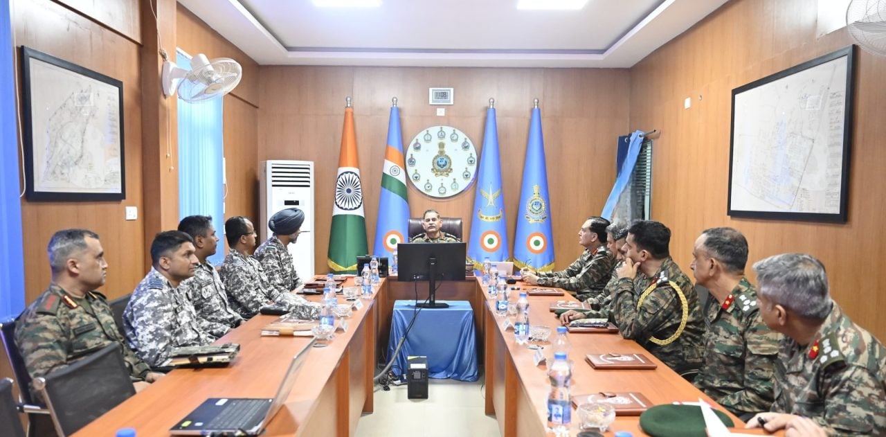 Gen Dwivedi Having Discussions with Officers