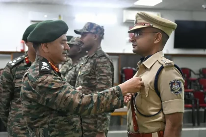 Gen Upendra Dwivedi Commending a Police Officer