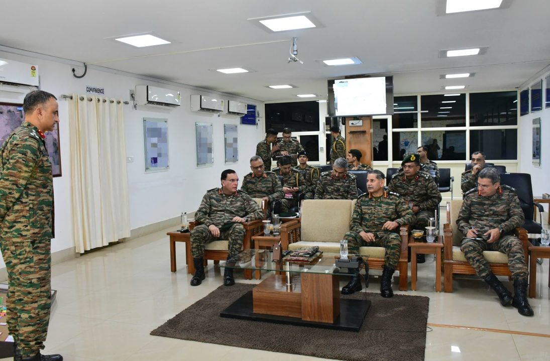 Gen Upendra Dwivedi Having Discussions with Other Officersjpg