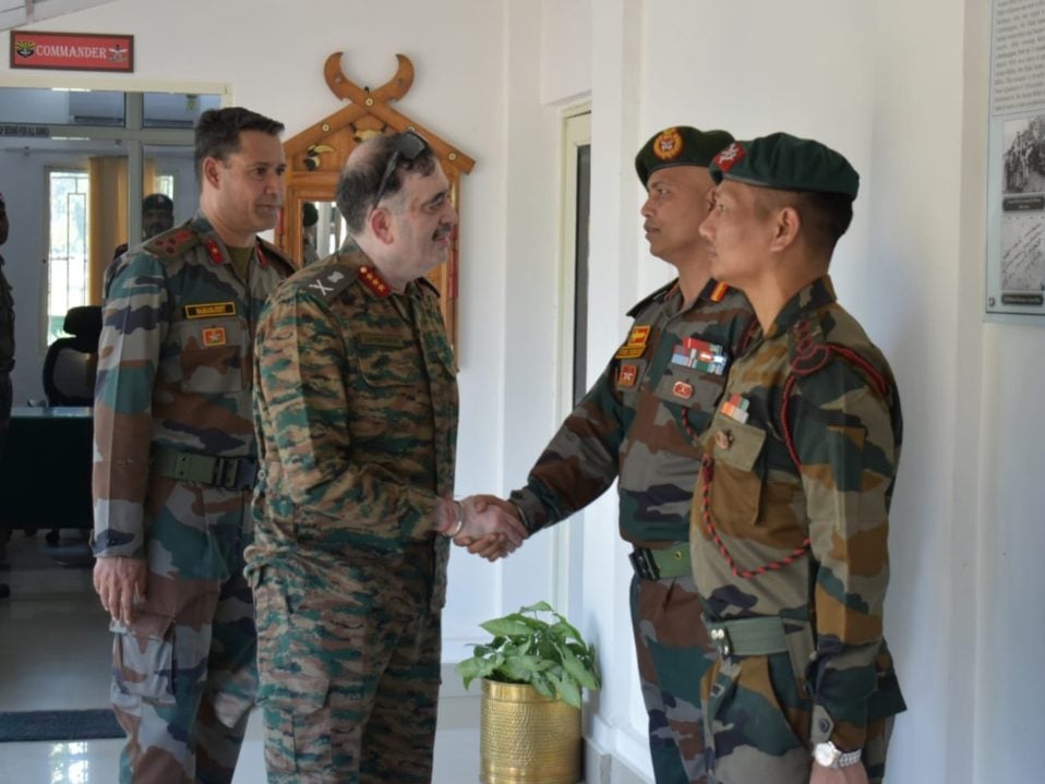Lt Gen Pendharkar Shaking Hands with Other Officers