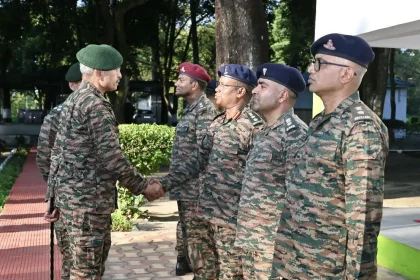 Lt Gen RC Tiwari Shaking Hands with Officers