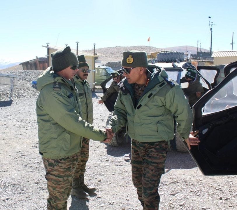 Lt Gen Sharma Shaking Hands With Officer