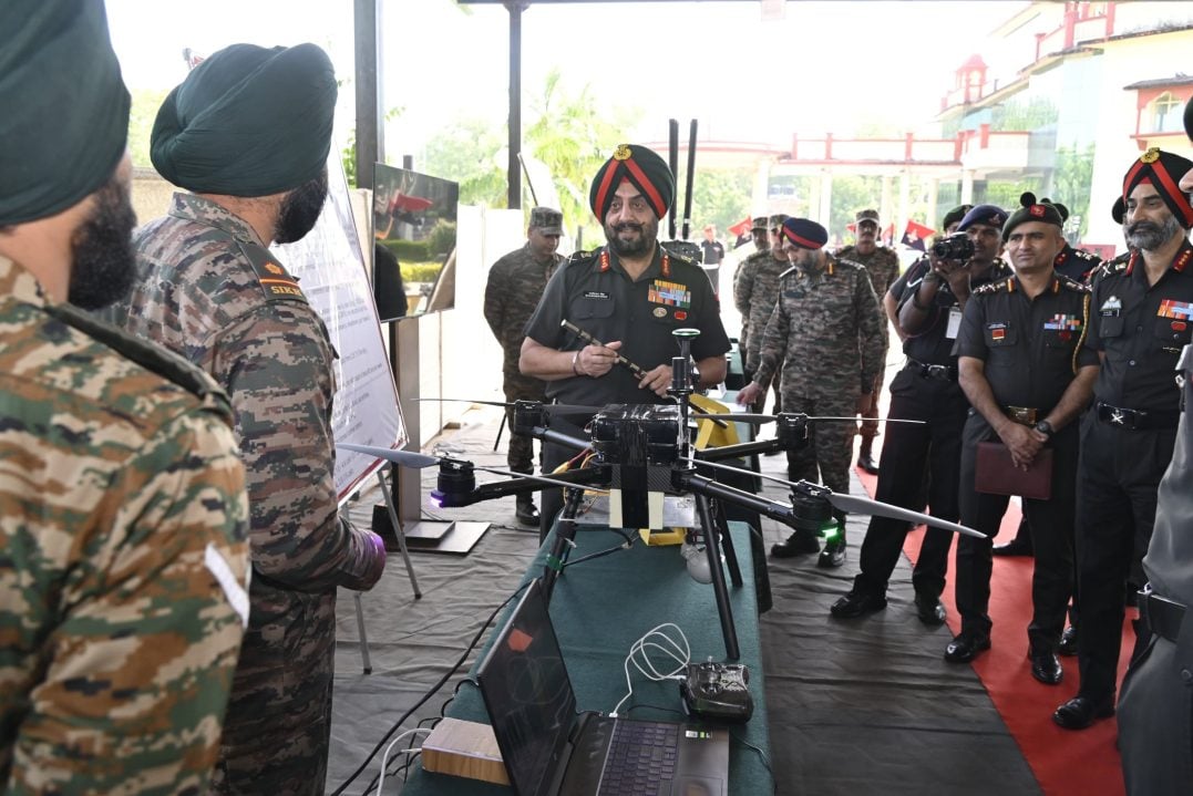 Lt Gen Singh Checking Drone