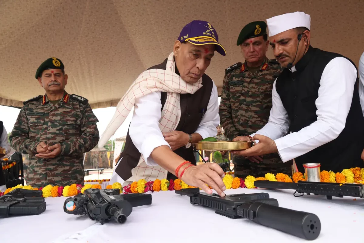 Rajnath Singh Praying the Weapons