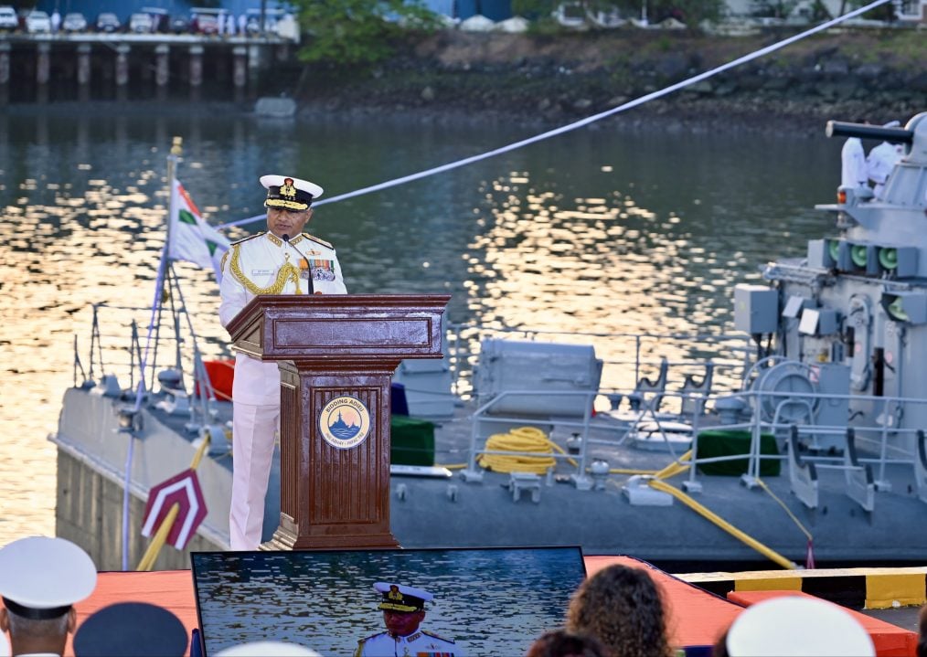 VAdm Swaminathan Giving a Speech