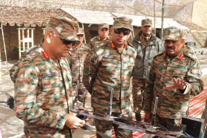 Lt Gen Pratik Sharma Reviewing Drones