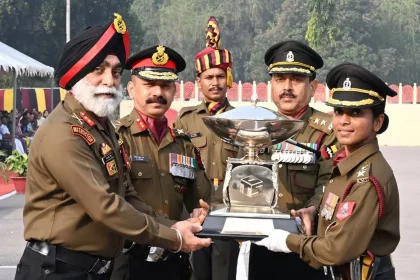 Officer Giving Trophy