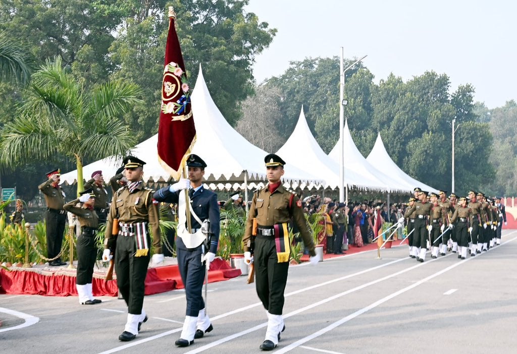 Officers Holding Flag