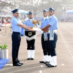 Air Vice Marshal Venkat T Mare Giving Trophy
