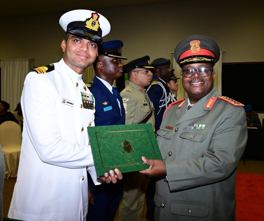 Lt Cdr Aayush Kishan Getting an Award