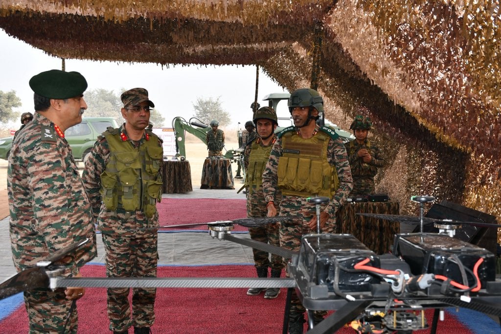 Lt Gen Rajesh Pushkar Reviewing Drones