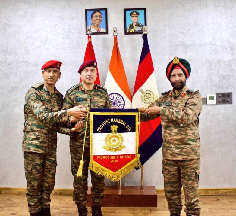 Provost Marshal Banner Being Given to Maj Gen Vikram Singh Sekhon