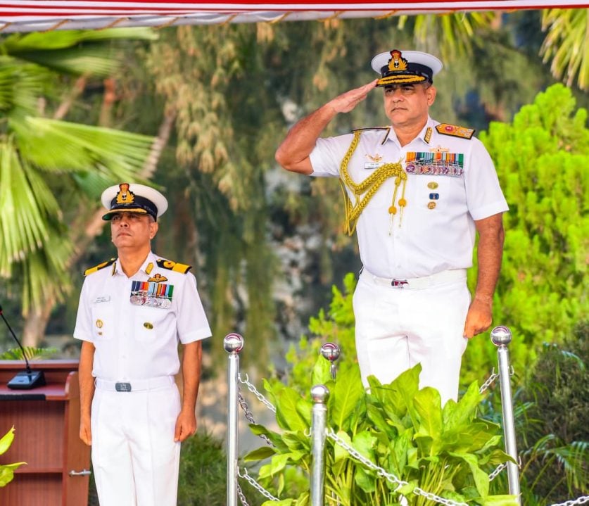 Vice Admiral Bhalla Saluting