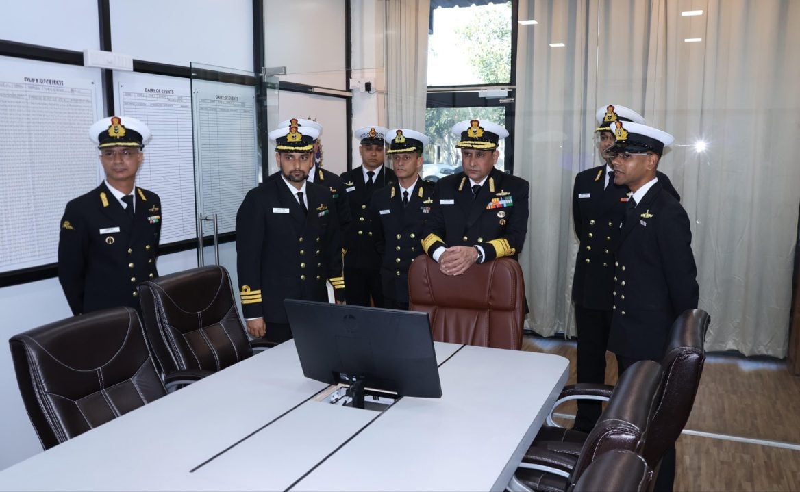 Vice Admiral Sameer Saxena Reviewing