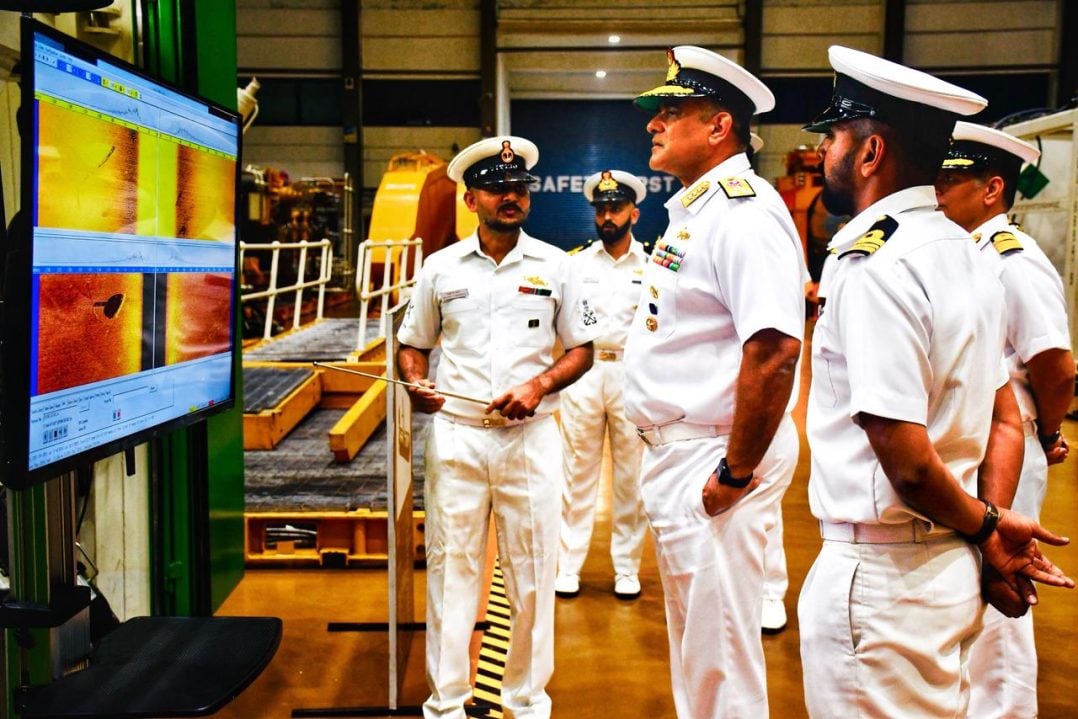 Vice Admiral Sanjay Bhalla Reviewing