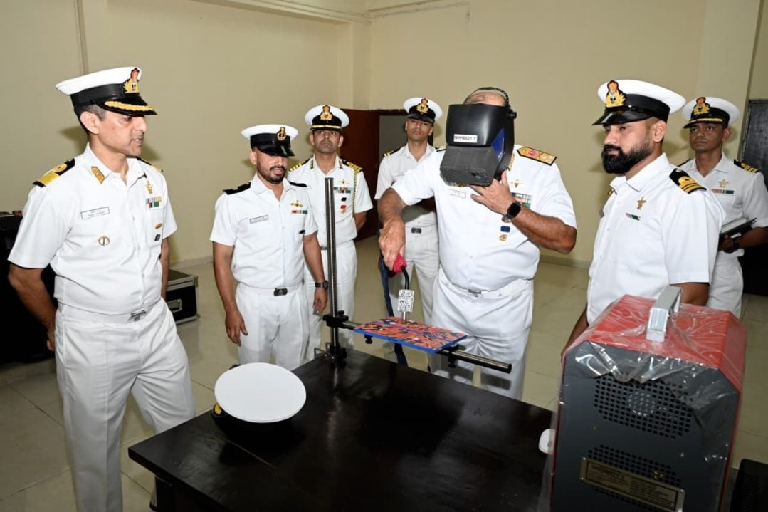 Vice Admiral Sanjay Bhalla Reviewing
