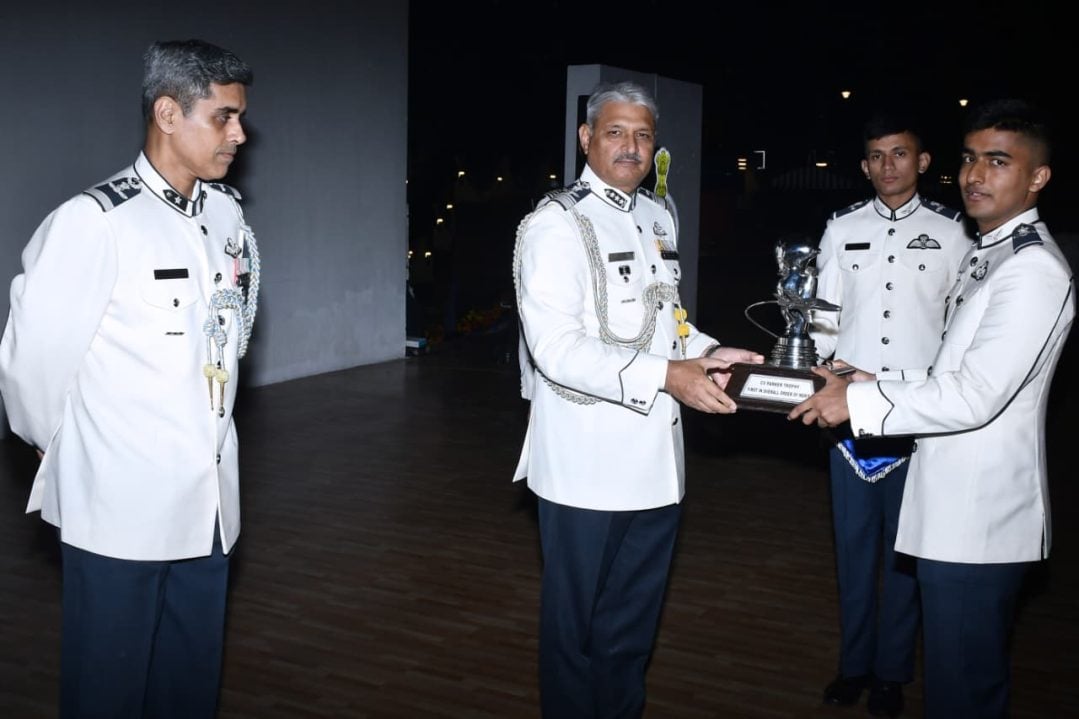 Air Marshal Surat Singh Giving Trophy