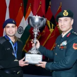 Brigadier Gaurav Kapoor Giving Trophy to Havildar Indresh Singh
