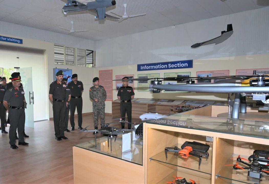 Lt Gen Devendra Sharma Reviewing Drones