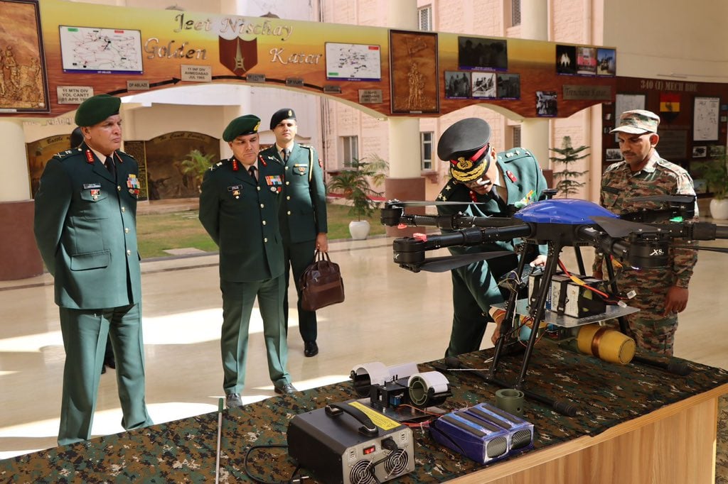 Lt Gen Dhiraj Seth Reviewing Drones