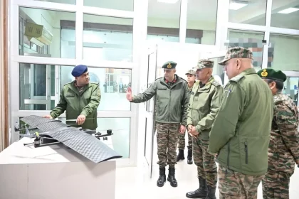 Lt Gen Pratik Sharma Reviewing Drone
