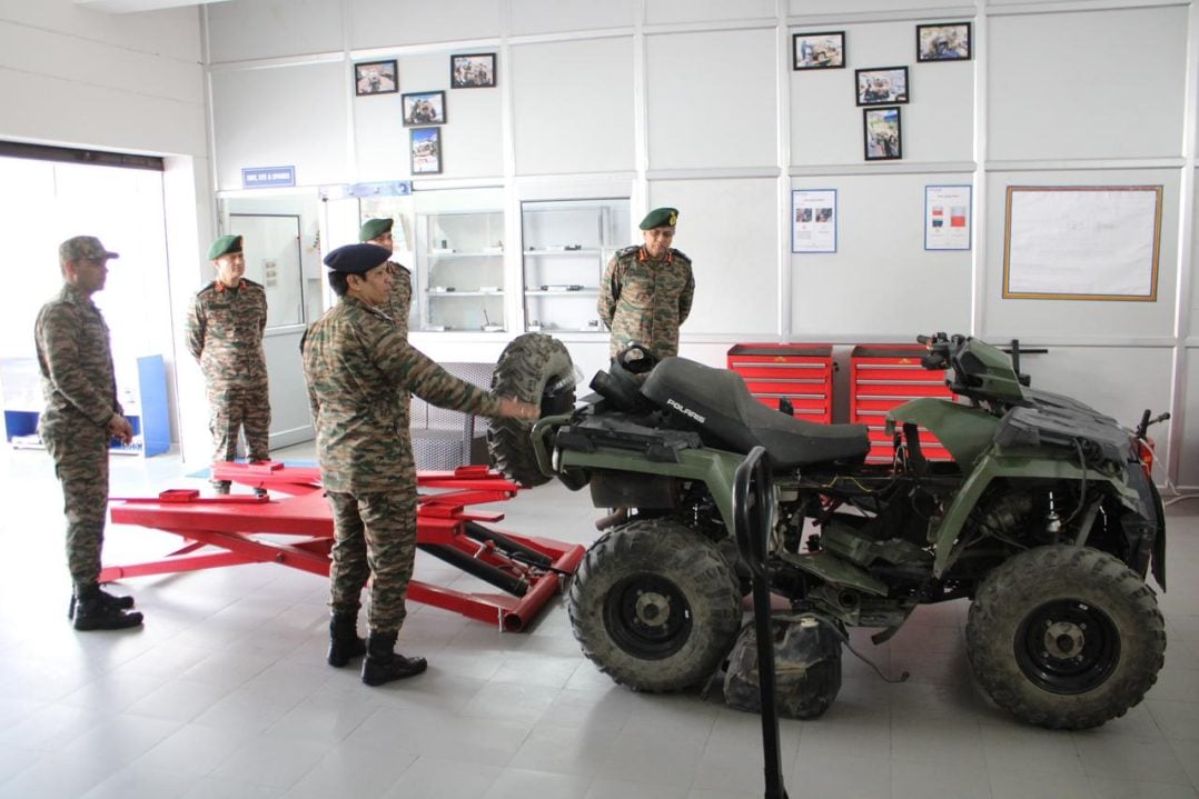Lt Gen Sengupta Reviewing Vehicle
