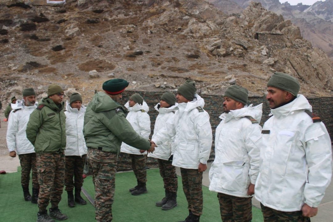 Maj Gen IS Gill Shaking Hands with Soldiers